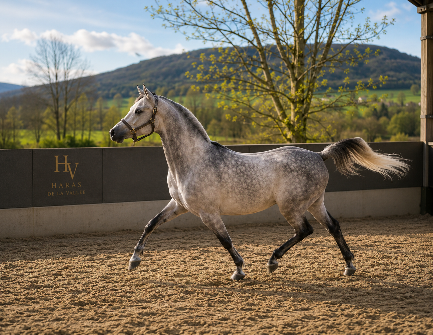 Cheval arabe au trot